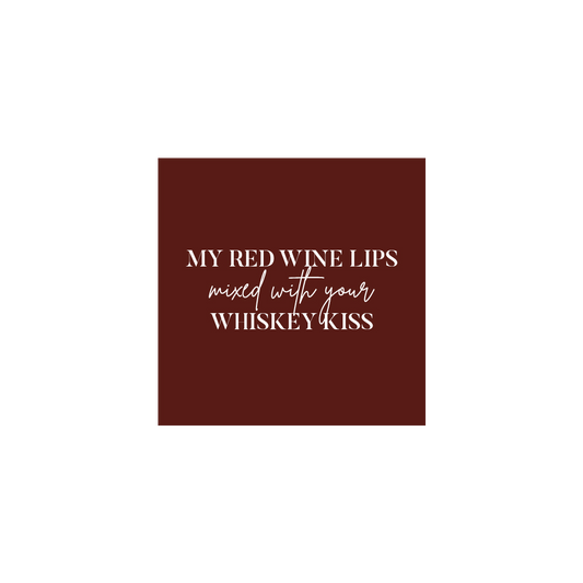 My red wine lips mixed with your whiskey kiss red square sticker Hannah Ellis